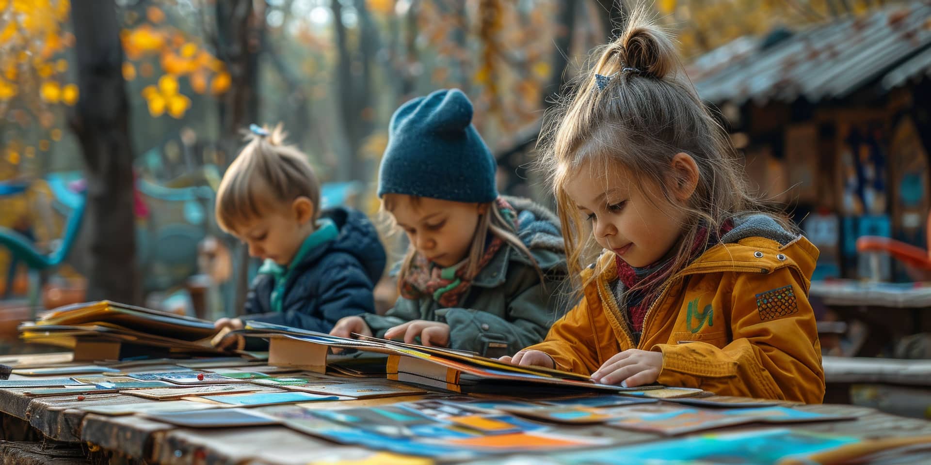 Herbst puzzeln draussen, Kinder